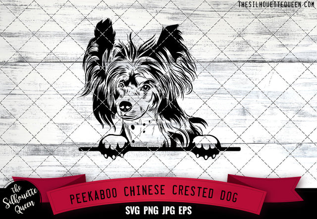 Chinese Crested Peek A Boo | Peekaboo | Peeking Dog Face SVG for Glowforge, Cricut, Laser, Silhouette, Scan n cut files SVG Loveleen Kaur 