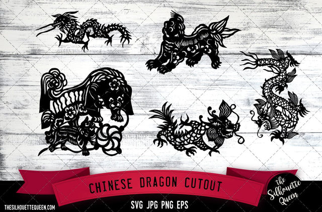 Chinese Dragon Cutout SVG -Vector Art Commercial & Personal Use- Cricut,Silhouette,Cameo,Vinyl Cut SVG Loveleen Kaur 