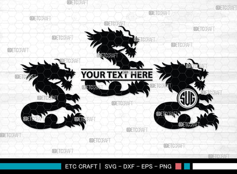 Chinese Dragon Monogram, Chinese Dragon Silhouette, Chinese Dragon SVG, Flying Dragon Svg, Dragon Svg, Draco Dragon Svg, SB00239 SVG ETC Craft 