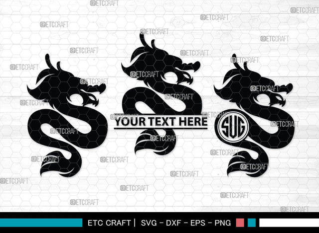 Chinese Dragon Monogram, Chinese Dragon Silhouette, Chinese Dragon SVG, Flying Dragon Svg, Dragon Svg, Draco Dragon Svg, SB00239 SVG ETC Craft 