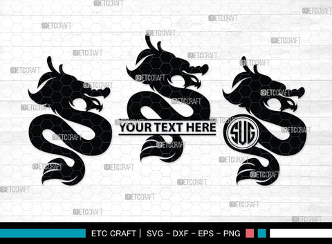 Chinese Dragon Monogram, Chinese Dragon Silhouette, Chinese Dragon SVG, Flying Dragon Svg, Dragon Svg, Draco Dragon Svg, SB00239 SVG ETC Craft 