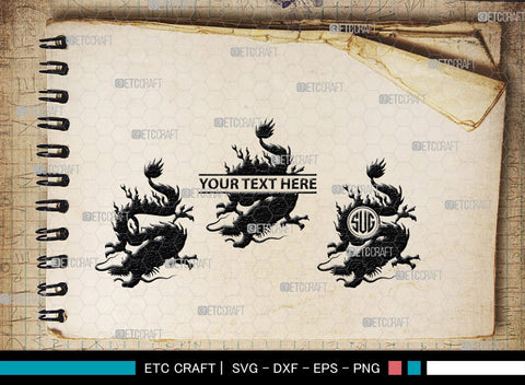 Chinese Dragon Monogram, Chinese Dragon Silhouette, Chinese Dragon SVG, Flying Dragon Svg, Dragon Svg, Draco Dragon Svg, SB00239 SVG ETC Craft 