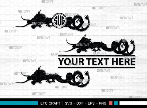 Chinese Dragon Monogram, Chinese Dragon Silhouette, Chinese Dragon SVG, Flying Dragon Svg, Dragon Svg, Draco Dragon Svg, SB00239 SVG ETC Craft 