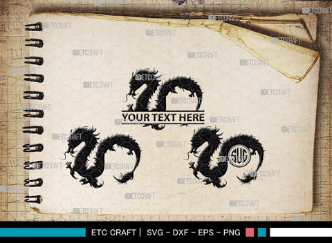 Chinese Dragon Monogram, Chinese Dragon Silhouette, Chinese Dragon SVG, Flying Dragon Svg, Dragon Svg, Draco Dragon Svg, SB00239 SVG ETC Craft 