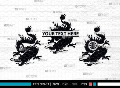 Chinese Dragon Monogram, Chinese Dragon Silhouette, Chinese Dragon SVG, Flying Dragon Svg, Dragon Svg, Draco Dragon Svg, SB00239 SVG ETC Craft 
