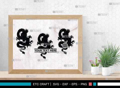Chinese Dragon Monogram, Chinese Dragon Silhouette, Chinese Dragon SVG, Flying Dragon Svg, Dragon Svg, Draco Dragon Svg, SB00239 SVG ETC Craft 