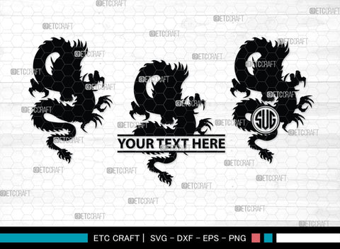 Chinese Dragon Monogram, Chinese Dragon Silhouette, Chinese Dragon SVG, Flying Dragon Svg, Dragon Svg, Draco Dragon Svg, SB00239 SVG ETC Craft 