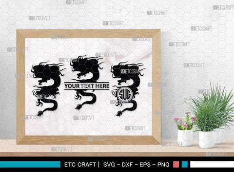 Chinese Dragon Monogram, Chinese Dragon Silhouette, Chinese Dragon SVG, Flying Dragon Svg, Dragon Svg, Draco Dragon Svg, SB00239 SVG ETC Craft 