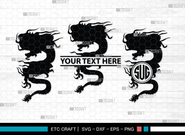 Chinese Dragon Monogram, Chinese Dragon Silhouette, Chinese Dragon SVG, Flying Dragon Svg, Dragon Svg, Draco Dragon Svg, SB00239 SVG ETC Craft 