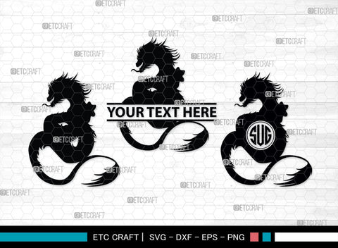 Chinese Dragon Monogram, Chinese Dragon Silhouette, Chinese Dragon SVG, Flying Dragon Svg, Dragon Svg, Draco Dragon Svg, SB00239 SVG ETC Craft 