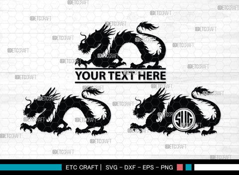Chinese Dragon Monogram, Chinese Dragon Silhouette, Chinese Dragon SVG, Flying Dragon Svg, Dragon Svg, Draco Dragon Svg, SB00239 SVG ETC Craft 