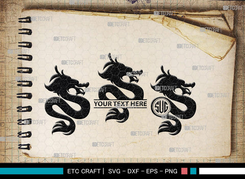 Chinese Dragon Monogram, Chinese Dragon Silhouette, Chinese Dragon SVG, Flying Dragon Svg, Dragon Svg, Draco Dragon Svg, SB00239 SVG ETC Craft 