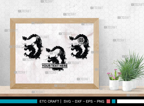 Chinese Dragon Monogram, Chinese Dragon Silhouette, Chinese Dragon SVG, Flying Dragon Svg, Dragon Svg, Draco Dragon Svg, SB00239 SVG ETC Craft 