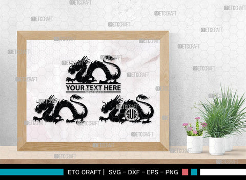 Chinese Dragon Monogram, Chinese Dragon Silhouette, Chinese Dragon SVG, Flying Dragon Svg, Dragon Svg, Draco Dragon Svg, SB00239 SVG ETC Craft 