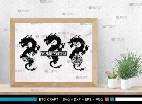 Chinese Dragon Monogram, Chinese Dragon Silhouette, Chinese Dragon SVG, Flying Dragon Svg, Dragon Svg, Draco Dragon Svg, SB00239 SVG ETC Craft 