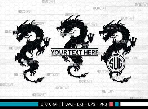 Chinese Dragon Monogram, Chinese Dragon Silhouette, Chinese Dragon SVG, Flying Dragon Svg, Dragon Svg, Draco Dragon Svg, SB00239 SVG ETC Craft 