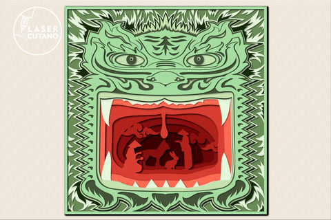Chinese Dragon Multilayer Cut Template Chinese New Year SVG LaserCutano 