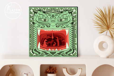 Chinese Dragon Multilayer Cut Template Chinese New Year SVG LaserCutano 