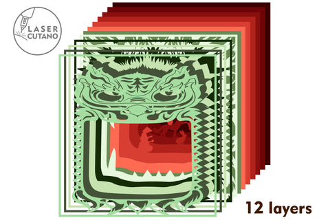 Chinese Dragon Multilayer Cut Template Chinese New Year SVG LaserCutano 