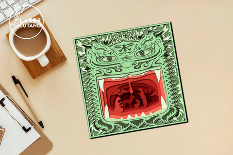 Chinese Dragon Multilayer Cut Template Chinese New Year SVG LaserCutano 