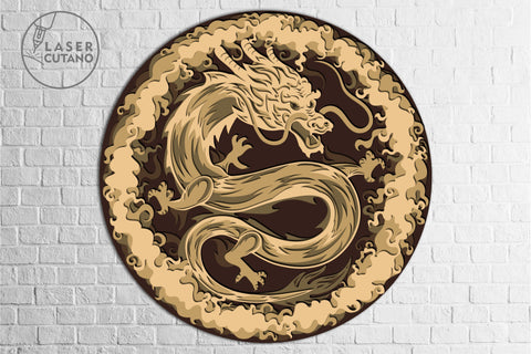 CHINESE DRAGON Multilayer Laser Cut Files, Mandala, Round Sign SVG, 3D Designs, Paper Cut SVG LaserCutano 