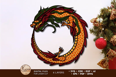 Chinese Dragon New Year Multilayer Cut Template SVG LaserCutano 