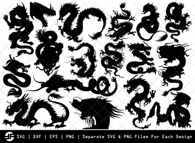 Chinese Dragon SVG | Animal | Silhouette Bundle | Cut File SVG ETC Craft 