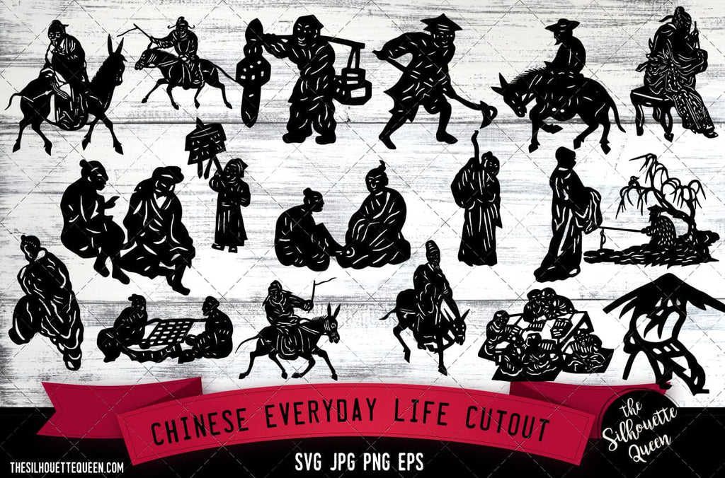 Chinese everyday life cutout SVG -Vector Art Commercial & Personal Use ...