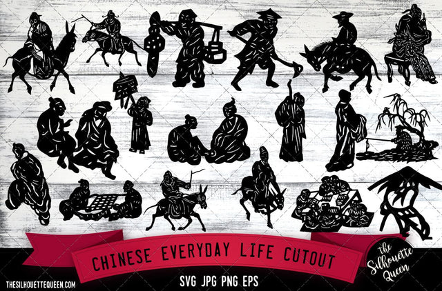 Chinese everyday life cutout SVG -Vector Art Commercial & Personal Use- Cricut,Silhouette,Cameo,Vinyl Cut SVG Loveleen Kaur 