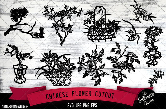 Chinese Flower Cutout SVG -Vector Art Commercial & Personal Use- Cricut,Silhouette,Cameo,Vinyl Cut SVG Loveleen Kaur 