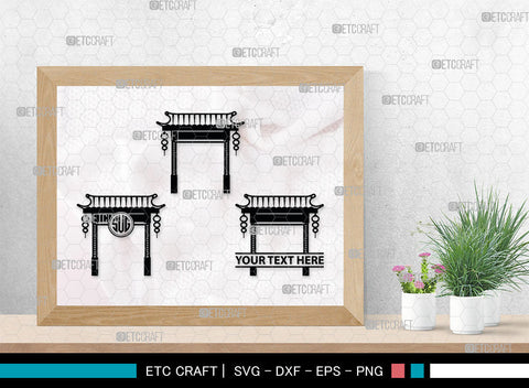 Chinese Gate Monogram, Chinese Gate Silhouette, Chinese Gate SVG, Chinese Svg, Torii Gate Svg, Gate Svg, SB00021 SVG ETC Craft 
