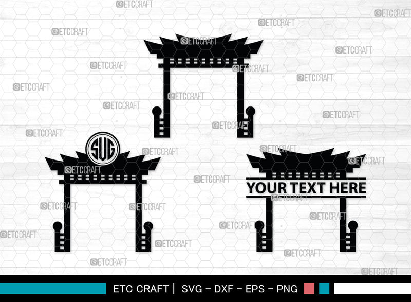 Chinese Gate Monogram, Chinese Gate Silhouette, Chinese Gate SVG ...