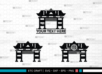 Chinese Gate Monogram, Chinese Gate Silhouette, Chinese Gate SVG, Chinese Svg, Torii Gate Svg, Gate Svg, SB00021 SVG ETC Craft 
