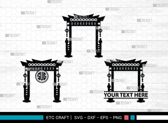 Chinese Gate Monogram, Chinese Gate Silhouette, Chinese Gate SVG, Chinese Svg, Torii Gate Svg, Gate Svg, SB00021 SVG ETC Craft 
