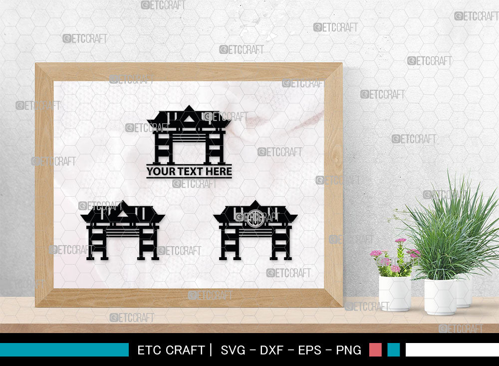 Chinese Gate Monogram, Chinese Gate Silhouette, Chinese Gate SVG ...