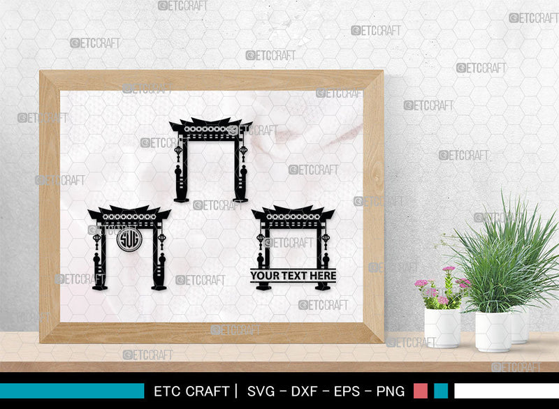 Chinese Gate Monogram, Chinese Gate Silhouette, Chinese Gate SVG ...