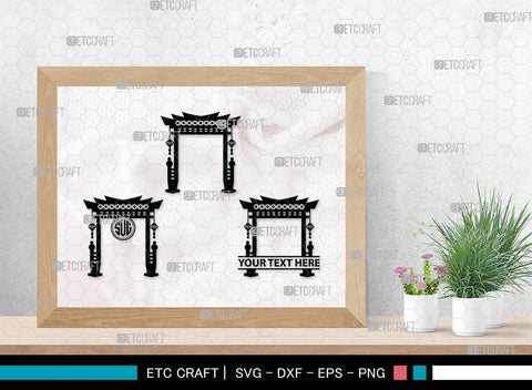 Chinese Gate Monogram, Chinese Gate Silhouette, Chinese Gate SVG, Chinese Svg, Torii Gate Svg, Gate Svg, SB00021 SVG ETC Craft 
