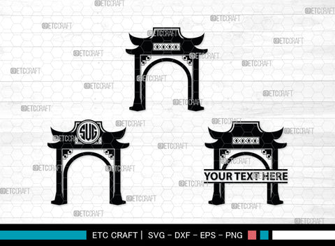 Chinese Gate Monogram, Chinese Gate Silhouette, Chinese Gate SVG, Chinese Svg, Torii Gate Svg, Gate Svg, SB00021 SVG ETC Craft 