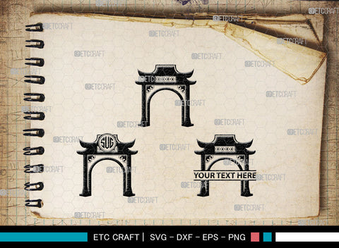 Chinese Gate Monogram, Chinese Gate Silhouette, Chinese Gate SVG, Chinese Svg, Torii Gate Svg, Gate Svg, SB00021 SVG ETC Craft 
