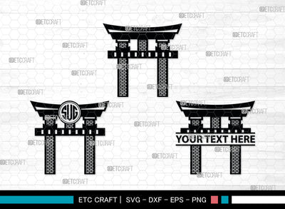 Chinese Gate Monogram, Chinese Gate Silhouette, Chinese Gate SVG, Chinese Svg, Torii Gate Svg, Gate Svg, SB00021 SVG ETC Craft 
