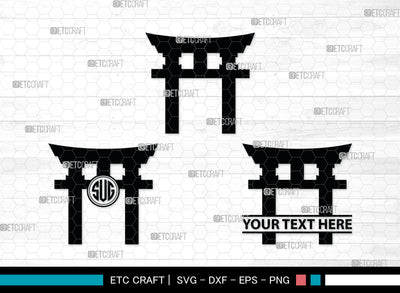 Chinese Gate Monogram, Chinese Gate Silhouette, Chinese Gate SVG, Chinese Svg, Torii Gate Svg, Gate Svg, SB00021 SVG ETC Craft 