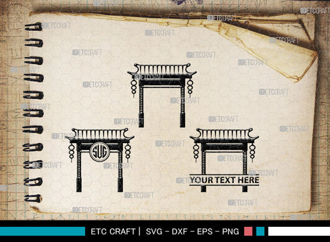 Chinese Gate Monogram, Chinese Gate Silhouette, Chinese Gate SVG, Chinese Svg, Torii Gate Svg, Gate Svg, SB00021 SVG ETC Craft 