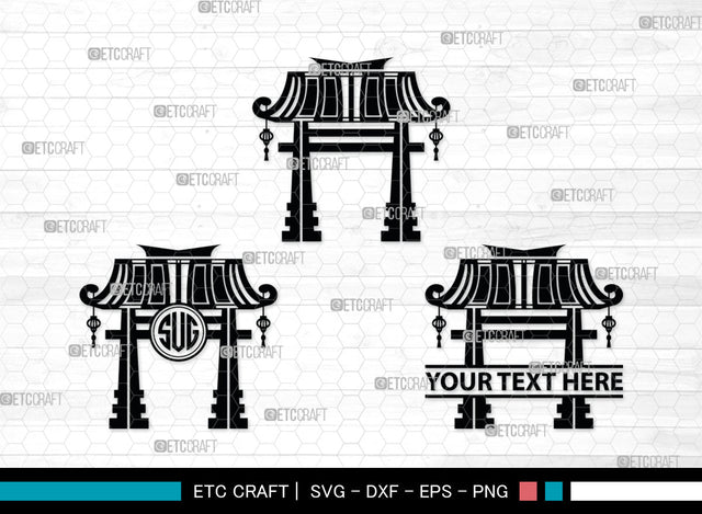 Chinese Gate Monogram, Chinese Gate Silhouette, Chinese Gate SVG, Chinese Svg, Torii Gate Svg, Gate Svg, SB00021 SVG ETC Craft 