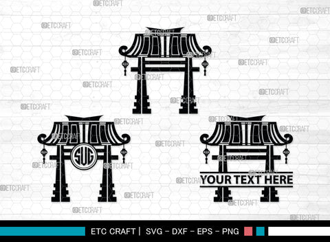 Chinese Gate Monogram, Chinese Gate Silhouette, Chinese Gate SVG, Chinese Svg, Torii Gate Svg, Gate Svg, SB00021 SVG ETC Craft 