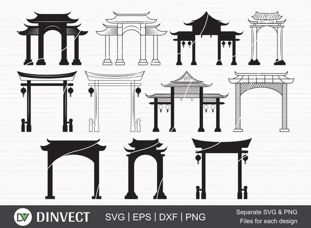 Chinese Gate Svg, Chinese Gate Svg, File Chinese Gate Svg, Bundle Chinese Gate, Silhouette Chinese, Gate Vector, Chinese Gate Clipart, Png SVG Dinvect 