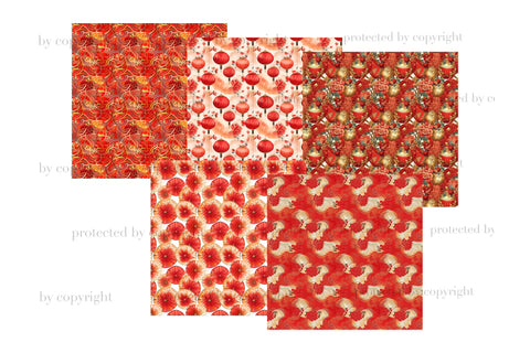 Chinese New Year Digital Papers | China Background Digital Pattern GlamArtZhanna 