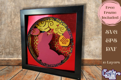 Chinese New Year Svg Shadow Box, 3D Layered Year Of Rabbit SVG Crafty Mama Studios 