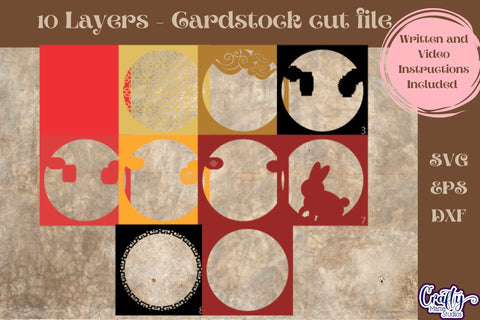 Chinese New Year Svg Shadow Box, 3D Layered Year Of Rabbit SVG Crafty Mama Studios 