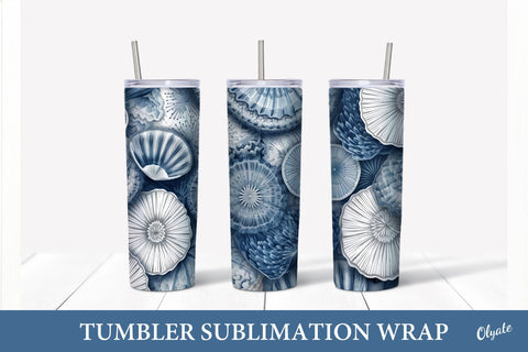 Chinoiserie Porcelain Tumbler PNG. Shell Tumbler Design Sublimation Olga Terlyanskaya 