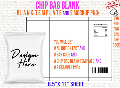 Chip Bag Template, Chip bags, Chip Bag Svg, Chip Bag Personalized Template, Blank Chip Template Bag, chip bag template for cricut, Svg, Docx SVG 1966digi 